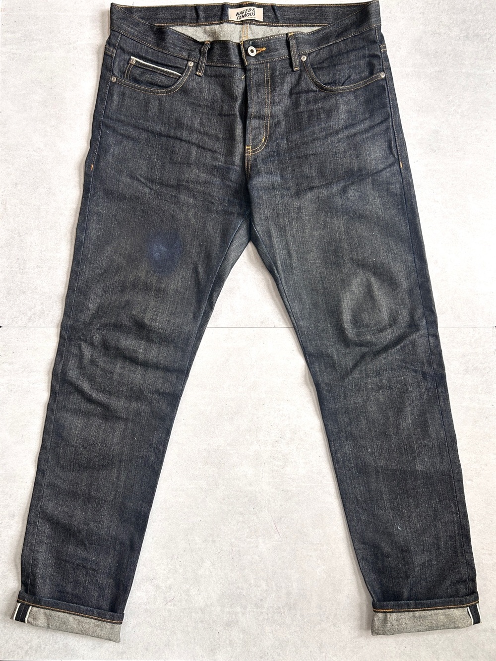 Naked & Famous Super Guy Left Hand Twill Selvedge Jeans Sz 38 Raw Denim - Picture 2 of 16